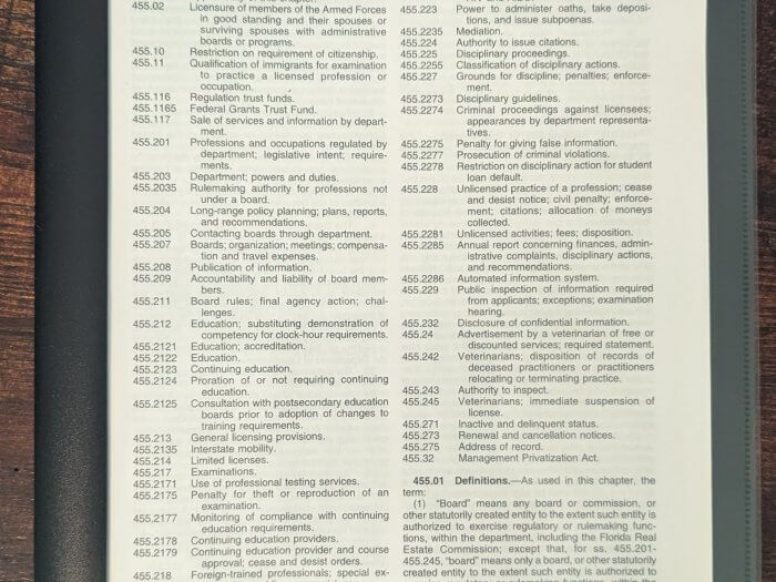 Florida Statutes Chapter 455, 2025 edition